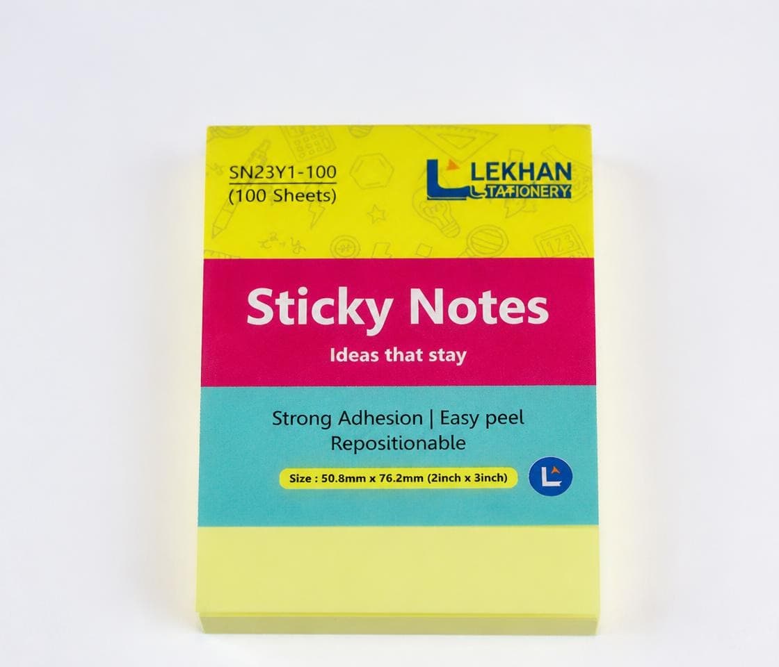 Sticky Notes Yellow — 3×3 Inch (100 Sheets)